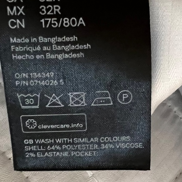 H & M Slim Fit Suit Pants Beige Check Windowpane Design Welt Pockets New sz 32R - Picture 5 of 9